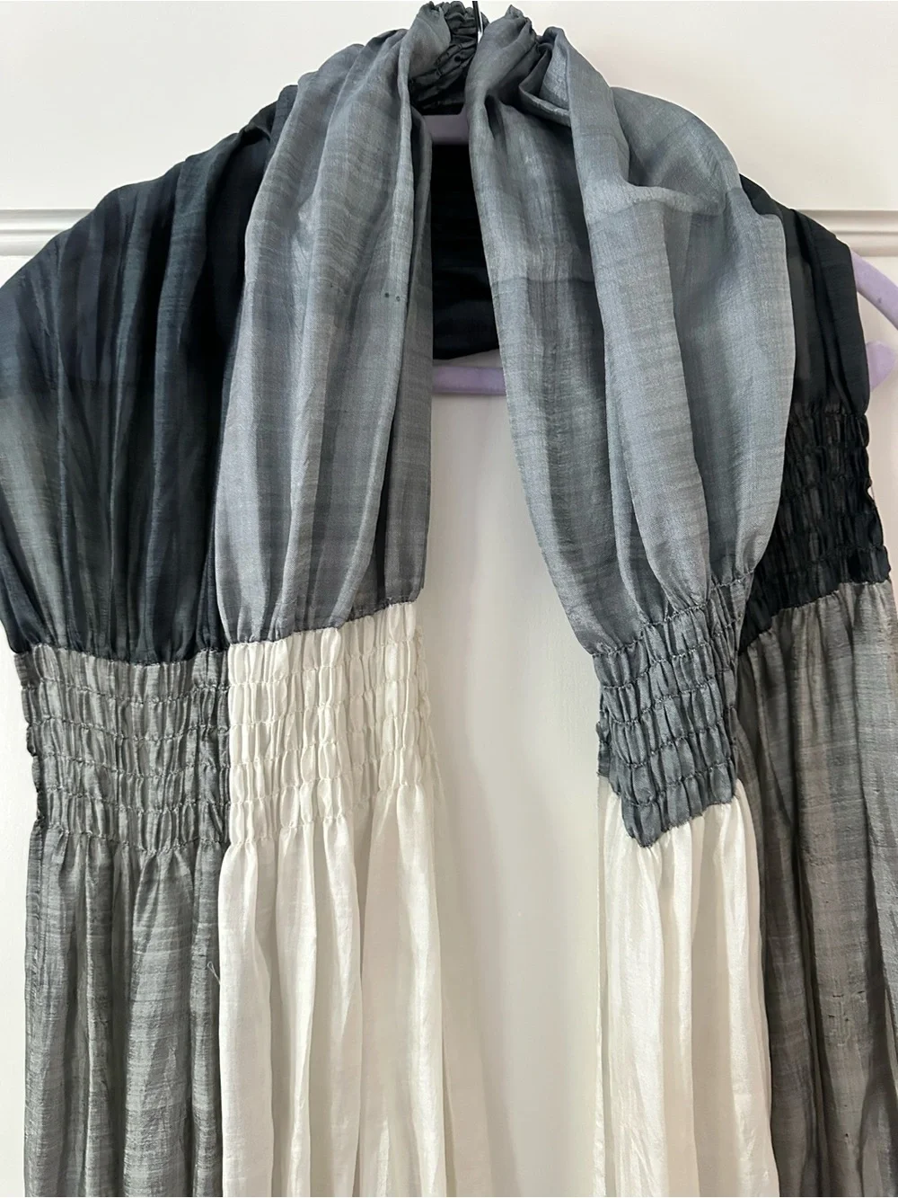 Silk Black, Gray & White Colorblock Scarf